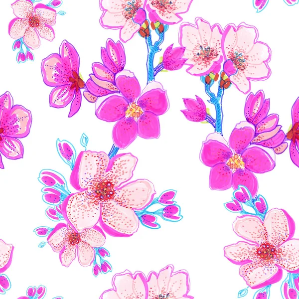 Parlak pembe çiçek deseni