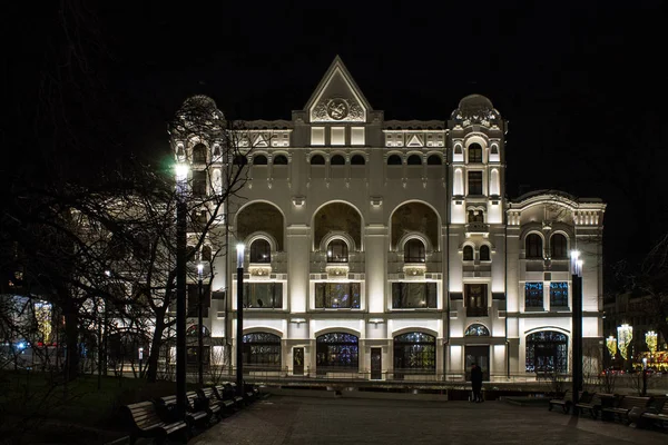 Μόσχα Ρωσία Δεκέμβριος 2019 Πολυτεχνείο Κτίριο Μουσείο Φωτίζεται Νύχτα Κατά — Φωτογραφία Αρχείου