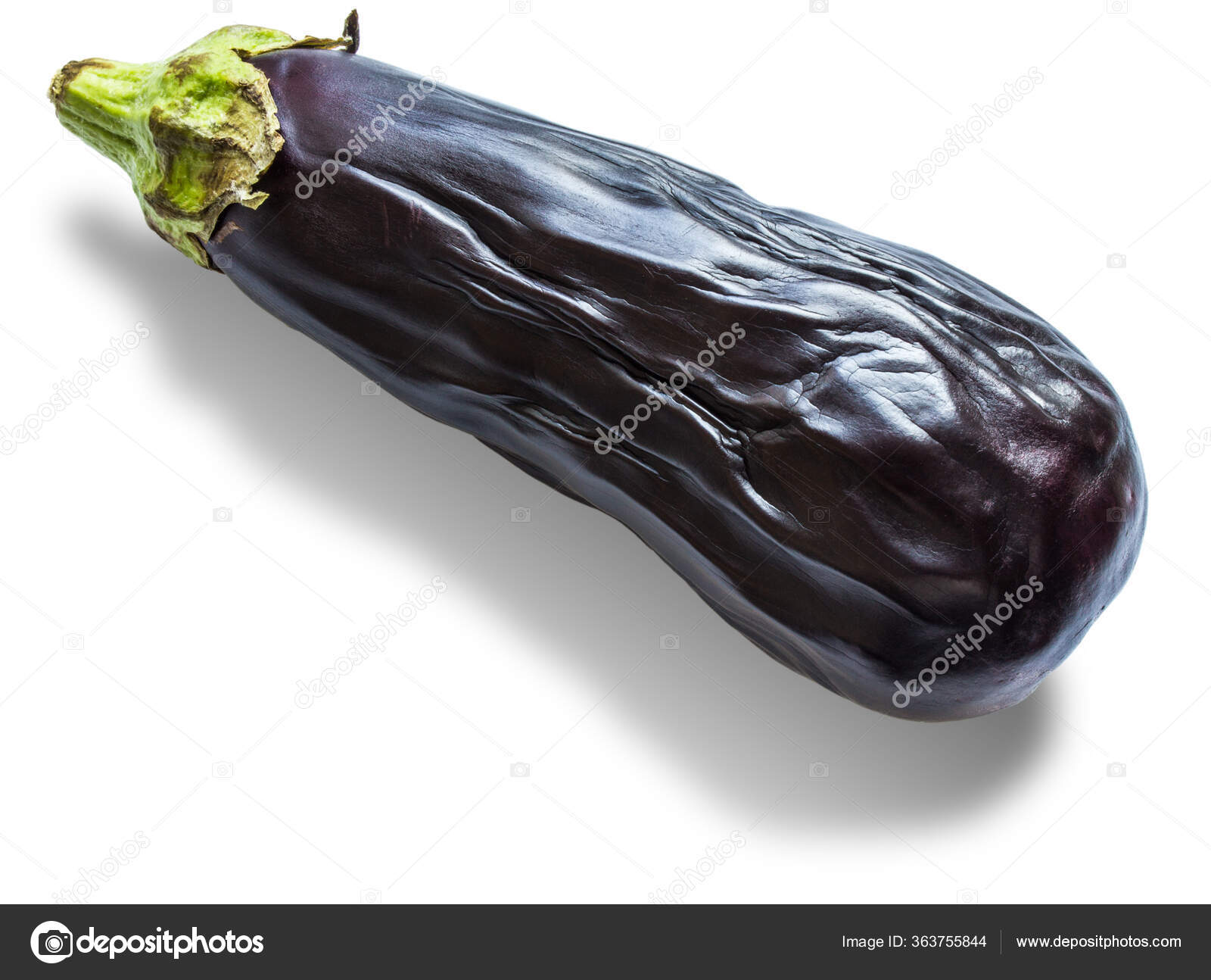 Old Limp Vegetable Eggplant Close Isolated White Background Stock Photo