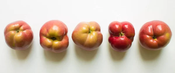 Fünf Rundungen Reifer Roter Äpfel Nahaufnahme Trend Hässlichkeit — Stockfoto