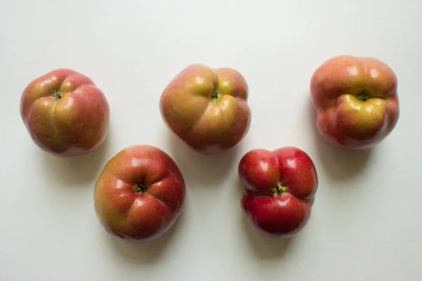 Fünf Rundungen Reifer Roter Äpfel Nahaufnahme Trend Hässlichkeit — Stockfoto