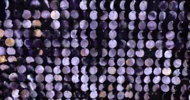 Event Decorated Wall Made Of Many Sparkling Sequins. — Stock Video