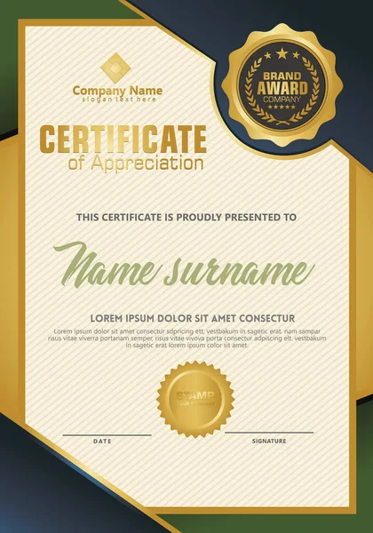 Lüks ve zarif desenli sertifika şablonu modern model, diploma, Vektör illüstrasyonu