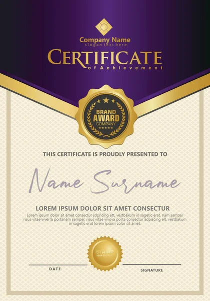 Lüks ve zarif desenli sertifika şablonu modern model, diploma, Vektör illüstrasyonu