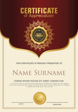 Lüks ve zarif sertifika şablonu. Vektör illüstrasyonu