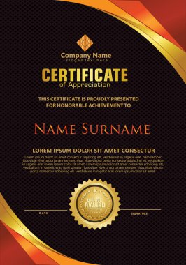 Dikey modern sertifika şablonu