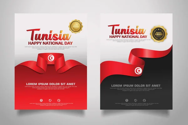 stock vector Happy Tunisia Day Poster Background set