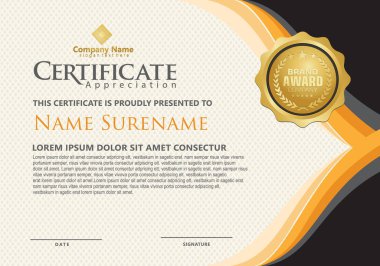 Kalıp arkaplanında akış çizgileri olan modern sertifika şablonu.