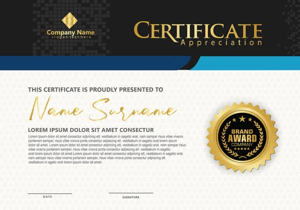 modern sertifika şablonu, şablon arkaplanındaki satır süslemesinde fütüristik ve dinamik yarım ton.
