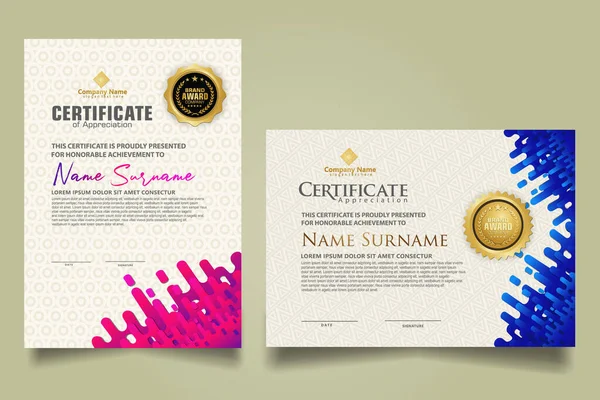 Modern Certificate Template Mustard Rounded Lines Halftone Transition Ornament Two — Stock Photo, Image