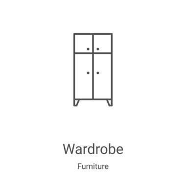 dolap simge vektör mobilya Collection. İnce çizgi gardırop anahat simgesini vektör çizim. Web ve mobil uygulamalar, logo, baskı ortamı kullanmak için doğrusal sembolü