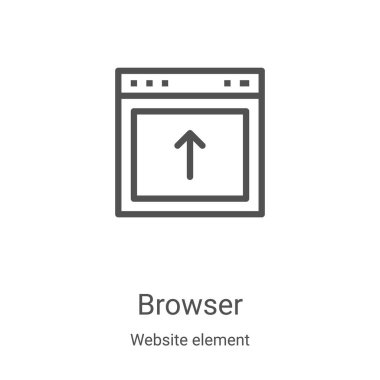 Web sitesi element koleksiyonundan tarayıcı simgesi vektörü. İnce çizgi tarayıcı taslağı ikon vektör illüstrasyonu. Web ve mobil uygulamalarda kullanmak için doğrusal sembol, logo, yazdırma ortamı