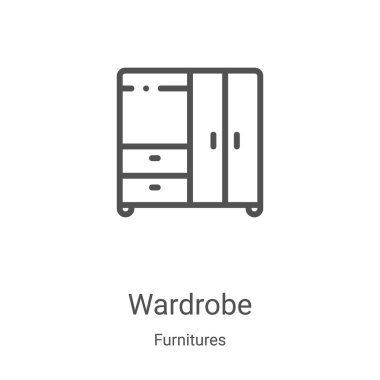 dolap simge vektör mobilya Collection. İnce çizgi gardırop anahat simgesini vektör çizim. Web ve mobil uygulamalar, logo, baskı ortamı kullanmak için doğrusal sembolü