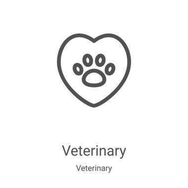 Veteriner koleksiyonundan veteriner ikonu vektörü. İnce çizgi veterinerlik taslağı ikon vektör illüstrasyonu. Web ve mobil uygulamalarda kullanmak için doğrusal sembol, logo, yazdırma ortamı