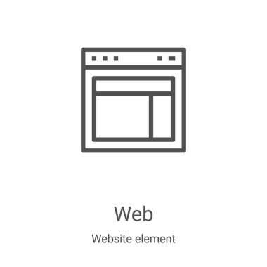 Web sitesi element koleksiyonundan web simgesi vektörü. İnce çizgili web çizgisi ikon vektör çizimi. Web ve mobil uygulamalarda kullanmak için doğrusal sembol, logo, yazdırma ortamı