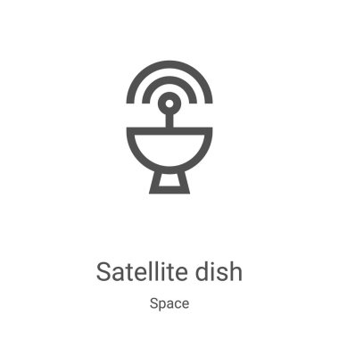 uydu çanağı simge vektör alanı koleksiyonundan. İnce çizgi uydu çanağı anahat simgesini vektör çizim. Web ve mobil uygulamalar, logo, baskı ortamı kullanmak için doğrusal sembolü