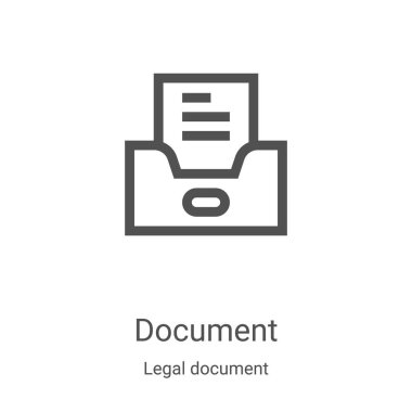 Yasal belge koleksiyonundan belge ikonu vektörü. İnce çizgi doküman ana hatları ikon vektör illüstrasyonu. Web ve mobil uygulamalarda kullanmak için doğrusal sembol, logo, yazdırma ortamı