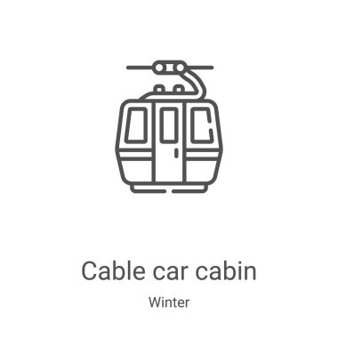 Teleferik kabin simge vektör kış koleksiyonundan. İnce çizgi teleferik kabin anahat simgesini vektör çizim. Web ve mobil uygulamalar, logo, baskı ortamı kullanmak için doğrusal sembolü