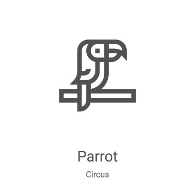 Sirk koleksiyonundan papağan ikonu vektörü. İnce çizgi papağan taslağı ikon vektör çizimi. Web ve mobil uygulamalarda kullanmak için doğrusal sembol, logo, yazdırma ortamı
