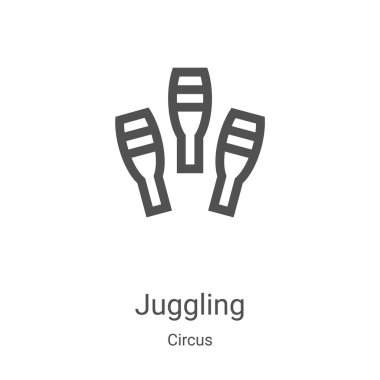 Sirk koleksiyonundan ikon vektörüyle hokkabazlık. İnce çizgi hokkabazlık taslak ikon vektör illüstrasyonu. Web ve mobil uygulamalarda kullanmak için doğrusal sembol, logo, yazdırma ortamı