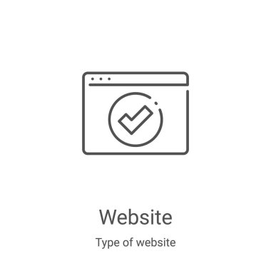 Web sitesi koleksiyonu türünden web sitesi simgesi vektörü. İnce çizgi web sitesi ana hatları ikon vektör illüstrasyonu. Web ve mobil uygulamalarda kullanmak için doğrusal sembol, logo, yazdırma ortamı