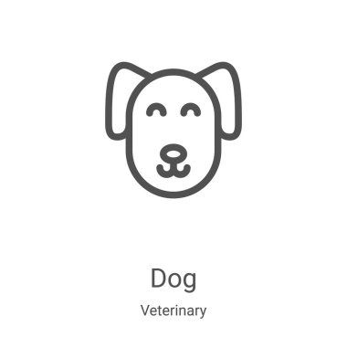 Veteriner koleksiyonundan köpek ikonu vektörü. İnce çizgi köpek ana hatları ikon vektör çizimi. Web ve mobil uygulamalarda kullanmak için doğrusal sembol, logo, yazdırma ortamı