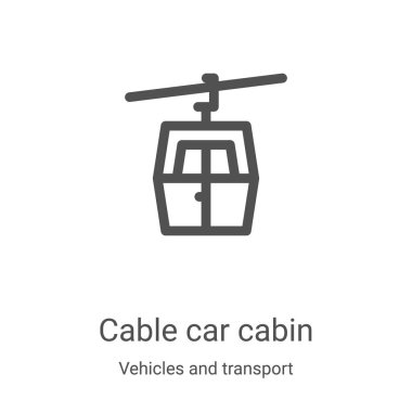 Araçlar ve ulaşım koleksiyonundan kabin ikonu vektörü. İnce çizgili kabin taslağı ikon vektör çizimi. Web ve mobil uygulamalarda kullanmak için doğrusal sembol, logo, yazdırma ortamı