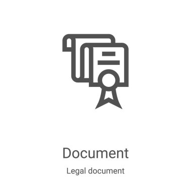 Yasal belge koleksiyonundan belge ikonu vektörü. İnce çizgi doküman ana hatları ikon vektör illüstrasyonu. Web ve mobil uygulamalarda kullanmak için doğrusal sembol, logo, yazdırma ortamı