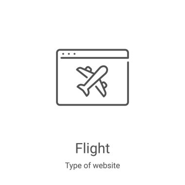 Web sitesi koleksiyonundan uçuş ikonu vektörü. İnce çizgi ana hatlı ikon vektör çizimi. Web ve mobil uygulamalarda kullanmak için doğrusal sembol, logo, yazdırma ortamı