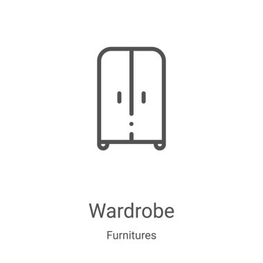dolap simge vektör mobilya Collection. İnce çizgi gardırop anahat simgesini vektör çizim. Web ve mobil uygulamalar, logo, baskı ortamı kullanmak için doğrusal sembolü