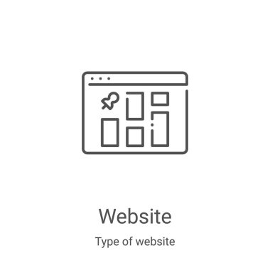 Web sitesi koleksiyonu türünden web sitesi simgesi vektörü. İnce çizgi web sitesi ana hatları ikon vektör illüstrasyonu. Web ve mobil uygulamalarda kullanmak için doğrusal sembol, logo, yazdırma ortamı