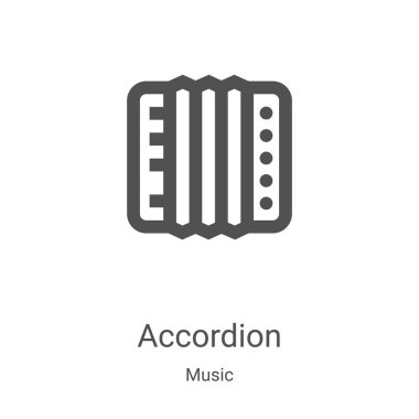 akordeon simge vektör müzik koleksiyonundan. İnce çizgi akordeon anahat simgesini vektör çizim. Web ve mobil uygulamalar, logo, baskı ortamı kullanmak için doğrusal sembolü