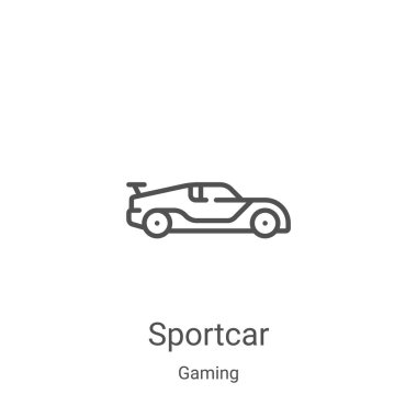 Oyun koleksiyonundan spor araba ikonu vektörü. İnce çizgi Sportcar ana hatları ikon vektör çizimi. Web ve mobil uygulamalarda kullanmak için doğrusal sembol, logo, yazdırma ortamı