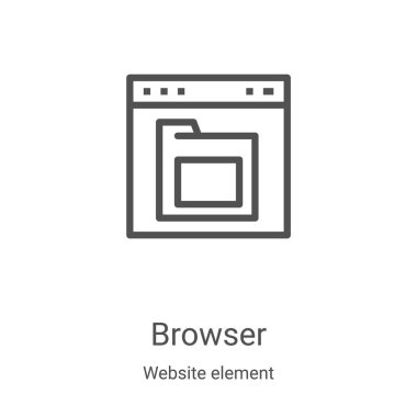 Web sitesi element koleksiyonundan tarayıcı simgesi vektörü. İnce çizgi tarayıcı taslağı ikon vektör illüstrasyonu. Web ve mobil uygulamalarda kullanmak için doğrusal sembol, logo, yazdırma ortamı