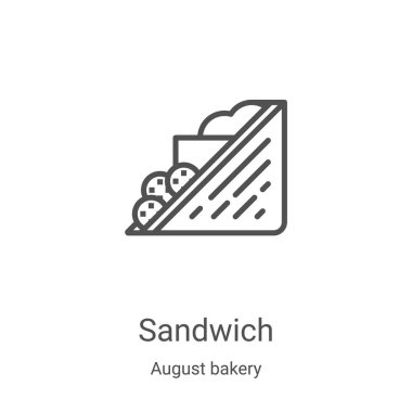 Ağustos pastanesi koleksiyonundan sandviç ikonu vektörü. İnce çizgili sandviç taslağı ikon vektör çizimi. Web ve mobil uygulamalarda kullanmak için doğrusal sembol, logo, yazdırma ortamı