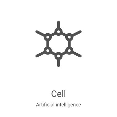 Yapay zeka koleksiyonundan hücre ikonu vektörü. İnce çizgi hücre taslağı ikon vektör çizimi. Web ve mobil uygulamalarda kullanmak için doğrusal sembol, logo, yazdırma ortamı