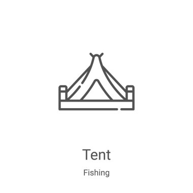 Balıkçılık koleksiyonundan çadır ikonu vektörü. İnce çizgili çadır çizgisi ikon vektör çizimi. Web ve mobil uygulamalarda kullanmak için doğrusal sembol, logo, yazdırma ortamı
