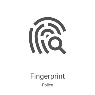 Polis koleksiyonundan parmak izi ikonu vektörü. İnce çizgi parmak izi çizgisi ikon vektör çizimi. Web ve mobil uygulamalarda kullanmak için doğrusal sembol, logo, yazdırma ortamı