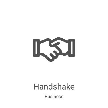 el sıkışma simge vektör iş koleksiyonundan. İnce çizgi el sıkışma anahat simgesini vektör çizim. Web ve mobil uygulamalar, logo, baskı ortamı kullanmak için doğrusal sembolü