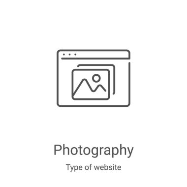 Web sitesi koleksiyonundan fotoğraf ikonu vektörü. İnce çizgi fotoğraf taslağı ikon vektör illüstrasyonu. Web ve mobil uygulamalarda kullanmak için doğrusal sembol, logo, yazdırma ortamı