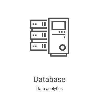 veri analiz koleksiyonundan veritabanı simgesi vektörü. İnce çizgi veritabanı ana hatları ikon vektör çizimi. Web ve mobil uygulamalarda kullanmak için doğrusal sembol, logo, yazdırma ortamı