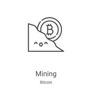 Bitcoin koleksiyonundan maden ikonu taşıyıcısı. İnce Madencilik ana hatları ikon vektör çizimi. Web ve mobil uygulamalarda kullanmak için doğrusal sembol, logo, yazdırma ortamı