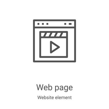 Web sitesi element koleksiyonundan web sayfası simgesi vektörü. İnce çizgili web sayfası ana hatlı ikon vektör çizimi. Web ve mobil uygulamalarda kullanmak için doğrusal sembol, logo, yazdırma ortamı