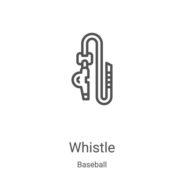 Silbato vector icono de la colección de béisbol. Línea delgada silbato contorno icono vector ilustración. Símbolo lineal para su uso en aplicaciones web y móviles, logotipo, medios impresos — Vector de stock