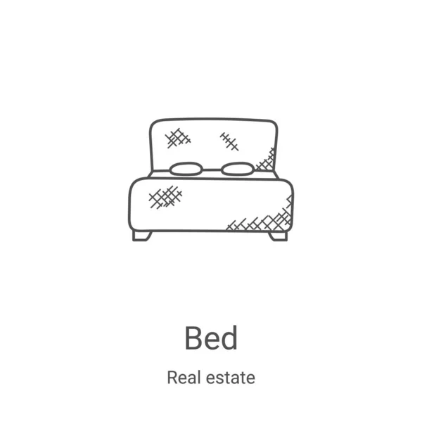 Bett-Icon-Vektor aus der Immobiliensammlung. dünne Linie Bett Umriss Symbol Vektor Illustration. Lineares Symbol für Web- und Mobile-Apps, Logo, Printmedien — Stockvektor