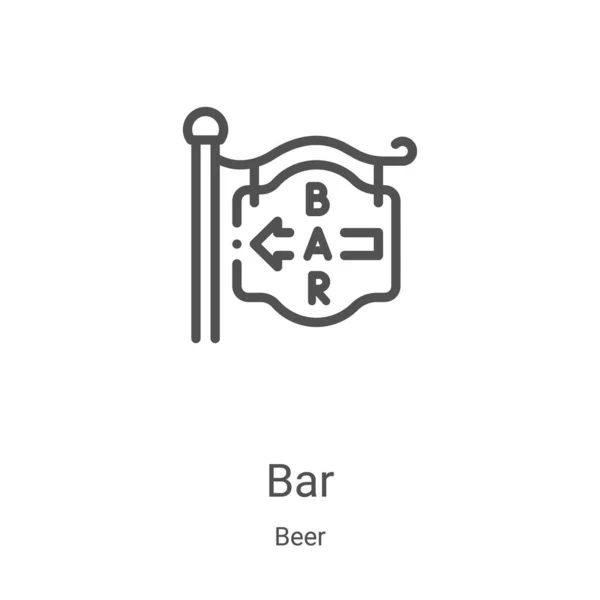 Barra vector icono de la colección de cerveza. Línea delgada barra contorno icono vector ilustración. Símbolo lineal para su uso en aplicaciones web y móviles, logotipo, medios impresos — Archivo Imágenes Vectoriales