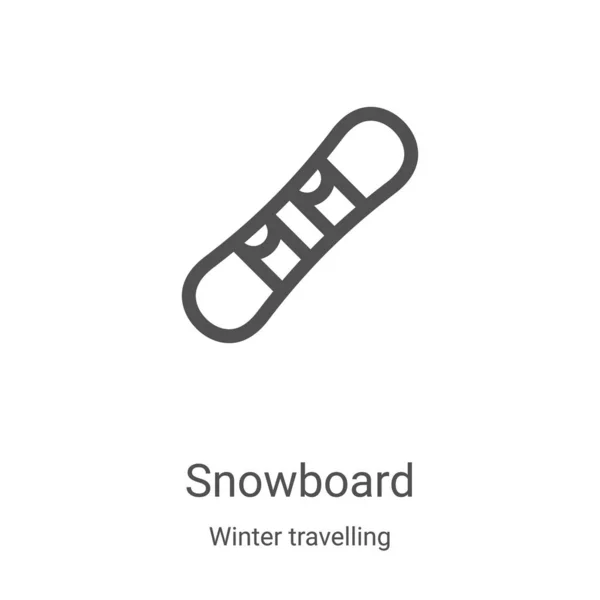 Snowboard vector icono de la colección de viajes de invierno. Ilustración de vectores de esquemas de snowboard de línea delgada. Símbolo lineal para su uso en aplicaciones web y móviles, logotipo, medios impresos — Archivo Imágenes Vectoriales