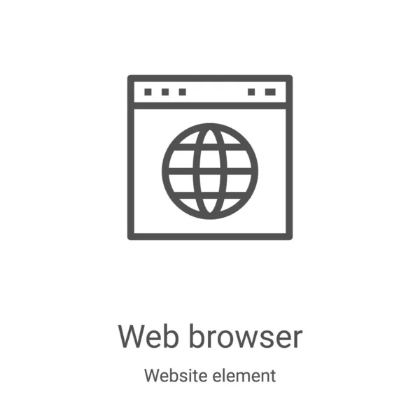 Web browser icon vector from website element collection. Linha fina web browser esboço ícone vetor ilustração. Símbolo linear para uso em aplicativos web e móveis, logotipo, mídia impressa — Vetor de Stock
