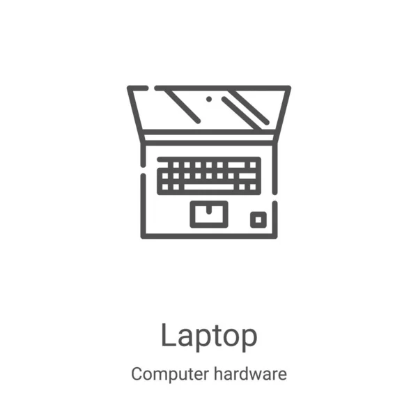 Vector icono portátil de la colección de hardware de la computadora. Línea delgada portátil esquema icono vector ilustración. Símbolo lineal para su uso en aplicaciones web y móviles, logotipo, medios impresos — Archivo Imágenes Vectoriales