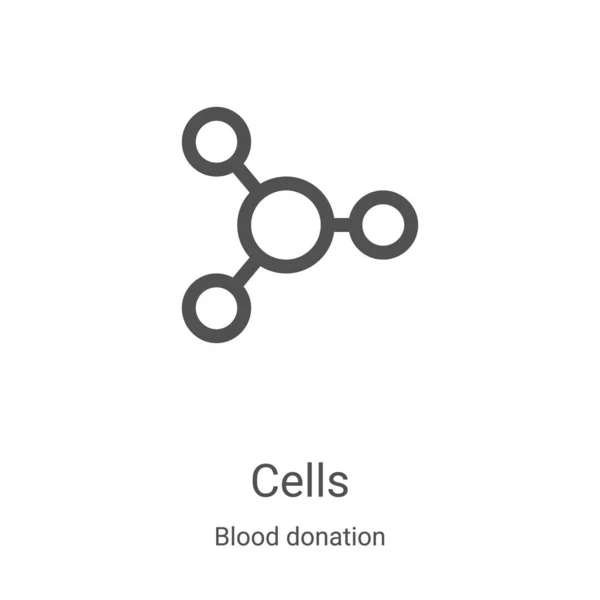 Vector icono de células de la colección de donación de sangre. Las celdas de línea delgada delinean la ilustración de vectores de iconos. Símbolo lineal para su uso en aplicaciones web y móviles, logotipo, medios impresos — Vector de stock